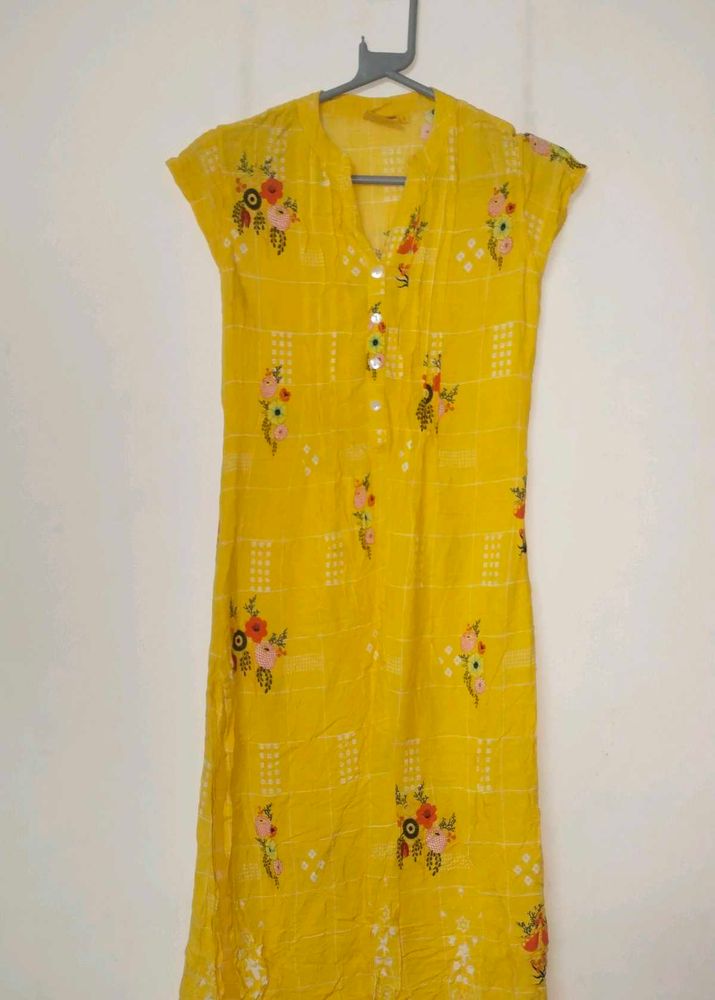Yellow Floral Kurti