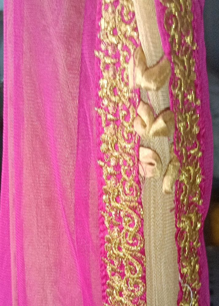 Pink &amp; Gold Embellished Fabric