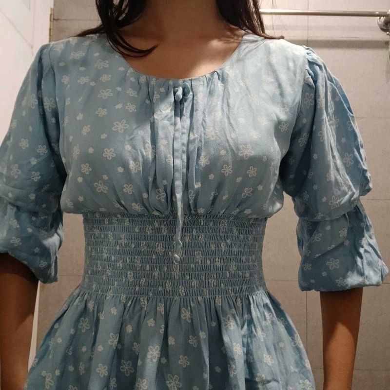 Babyblue Floral Cute Top (Women&#39;s)