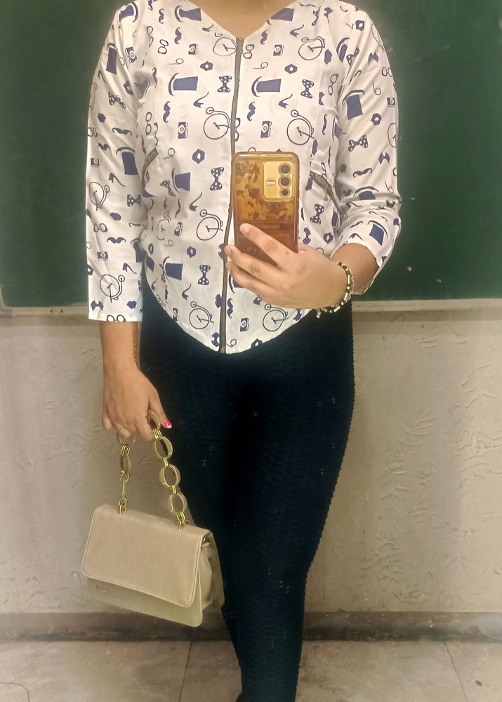 Patterned Top With Zip 1