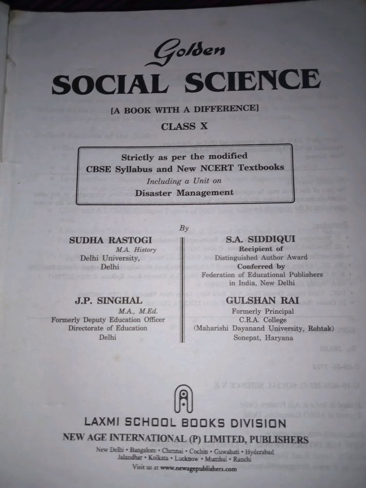 Class X, Social Science Golden Guide Book (CBSE)