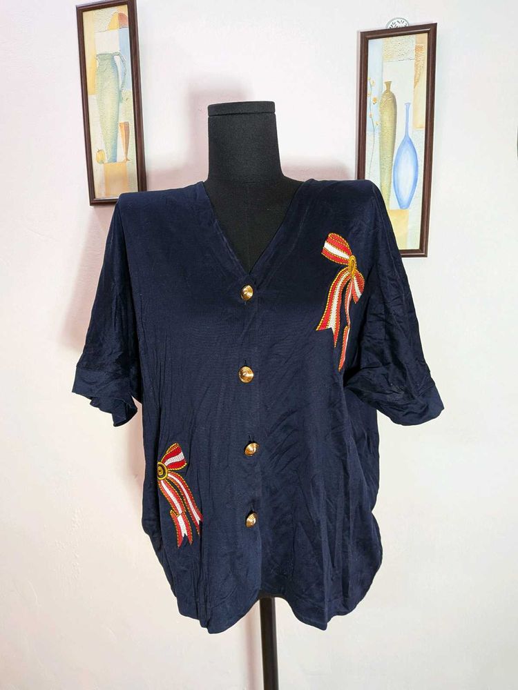 Vintage Navy Blouse