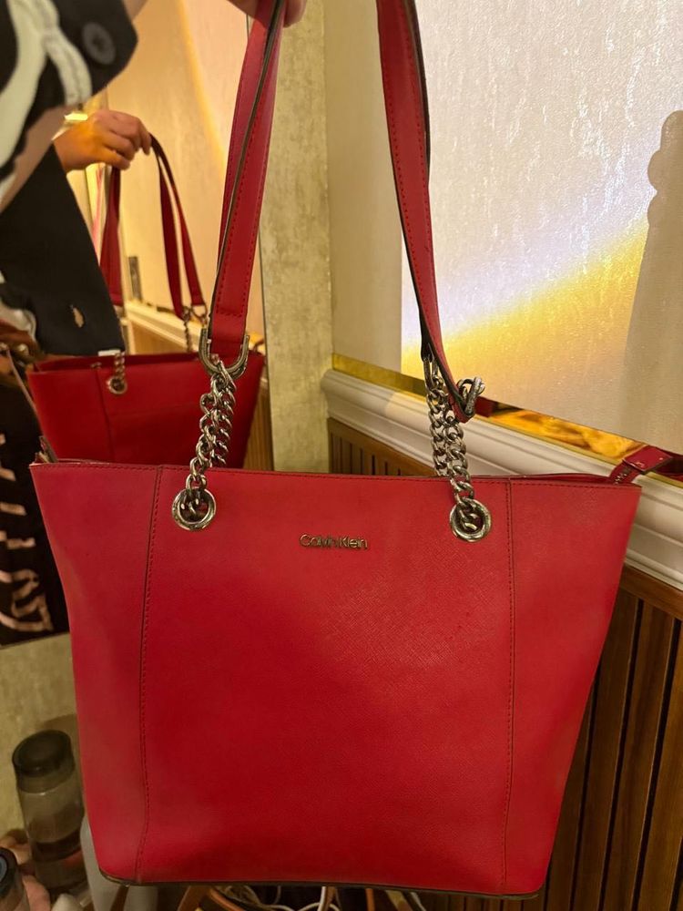 Calvin Klein Red Tote Bag
