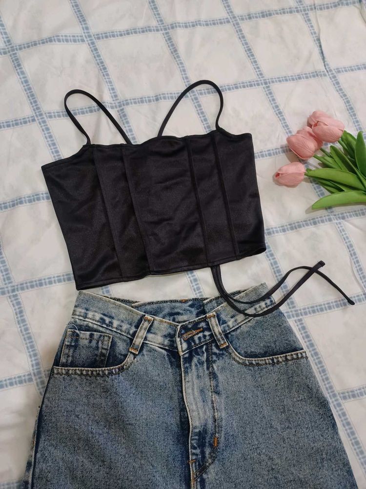 H&amp;M Satin Corset Top
