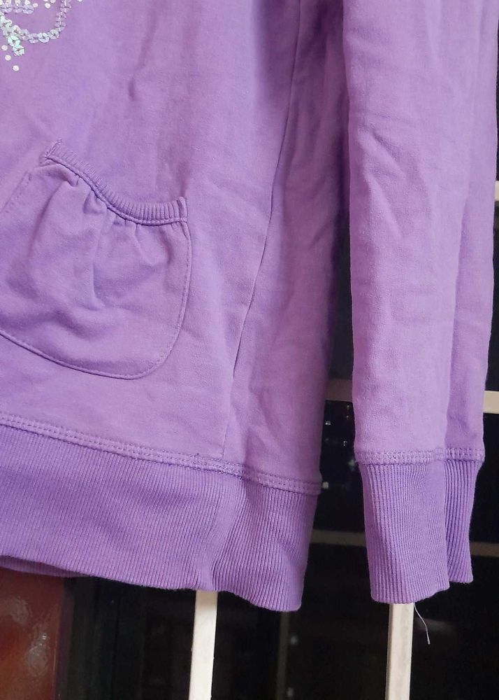 Purple Embellished Hoodie