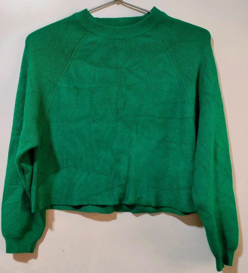 Green High Neck Fitted Top