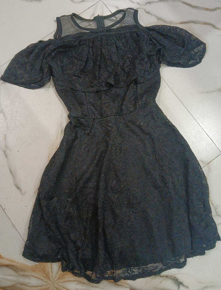 Women Skater Black Knee Length Dress