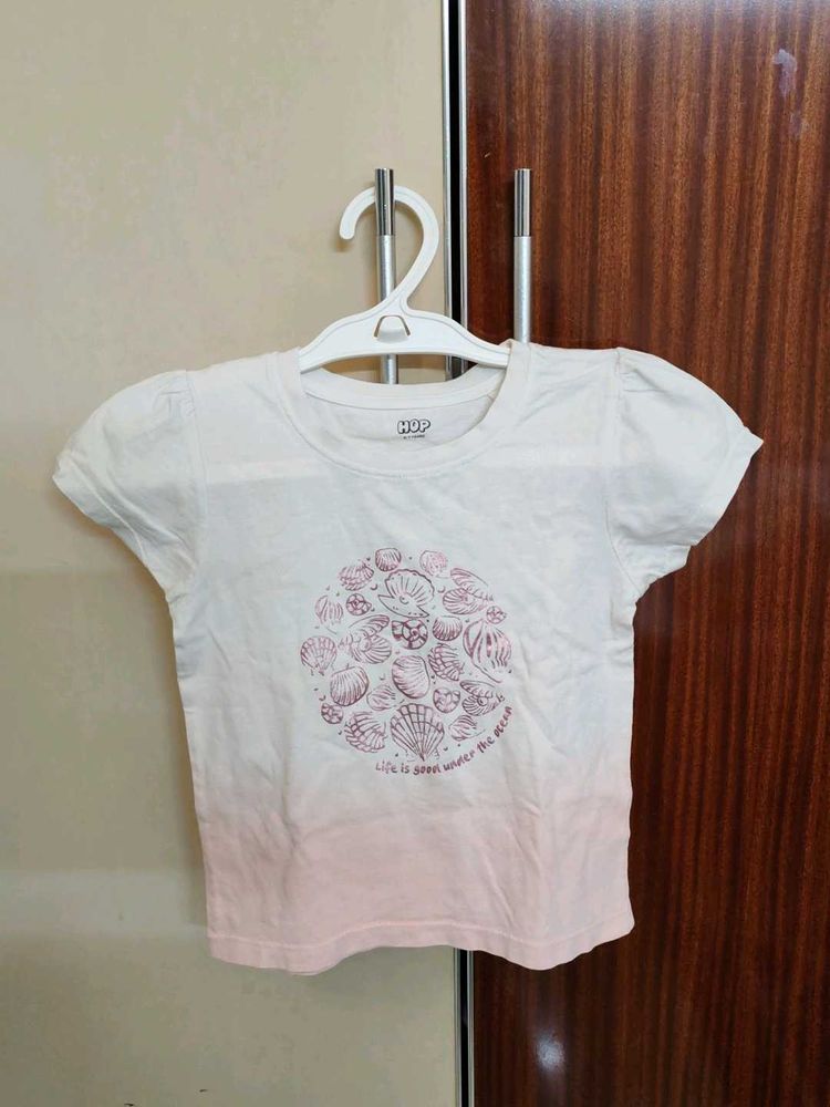 White T Shirt For Girls By Hop