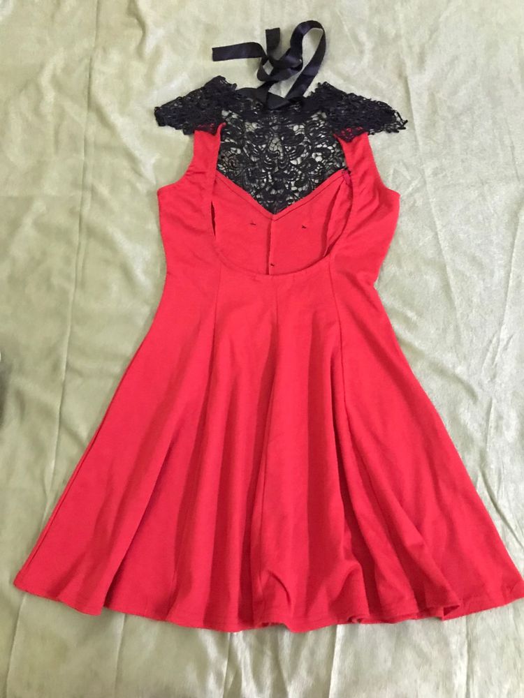 Red Dress with Lace Detail