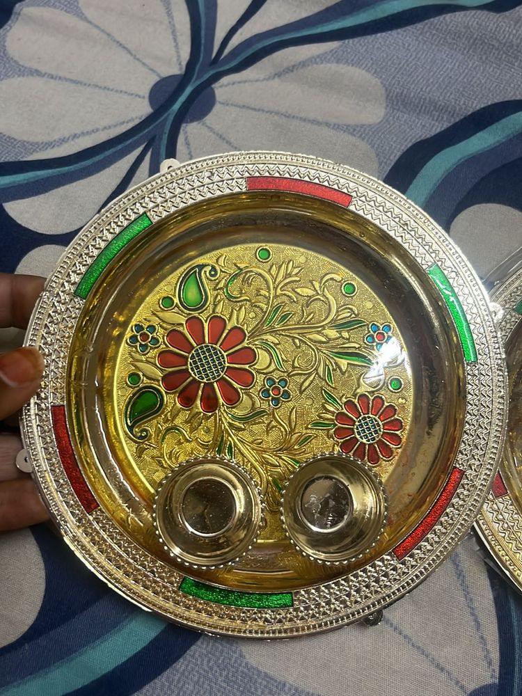Small Pooja Plate (Set Of 2)