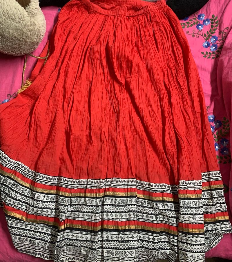 Red Ethnic Skirt