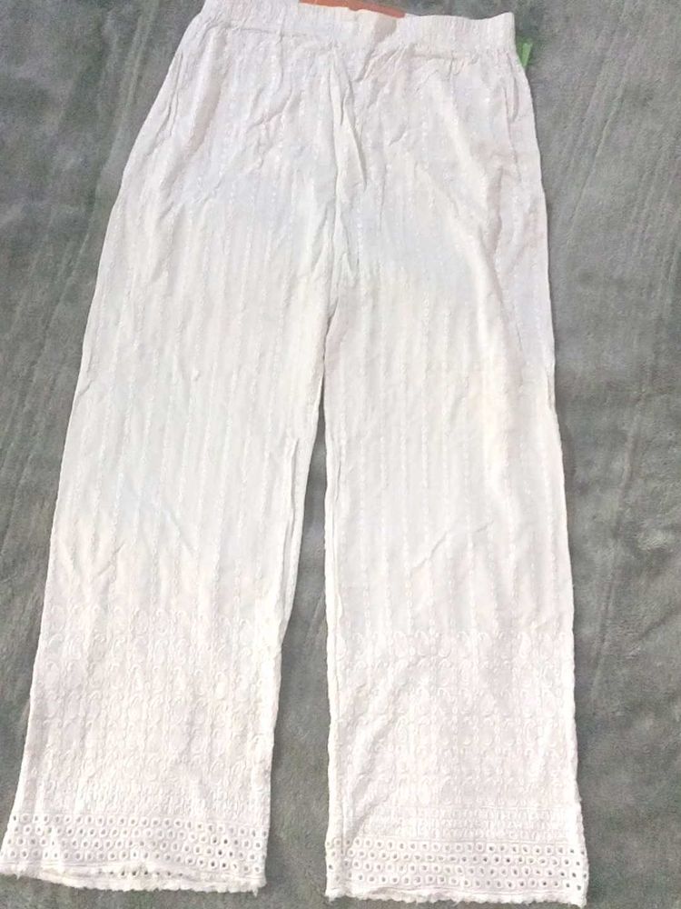 White Eyelet Wide Leg Pants