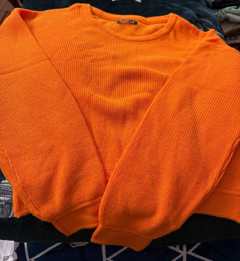 Orange Knit Pullover
