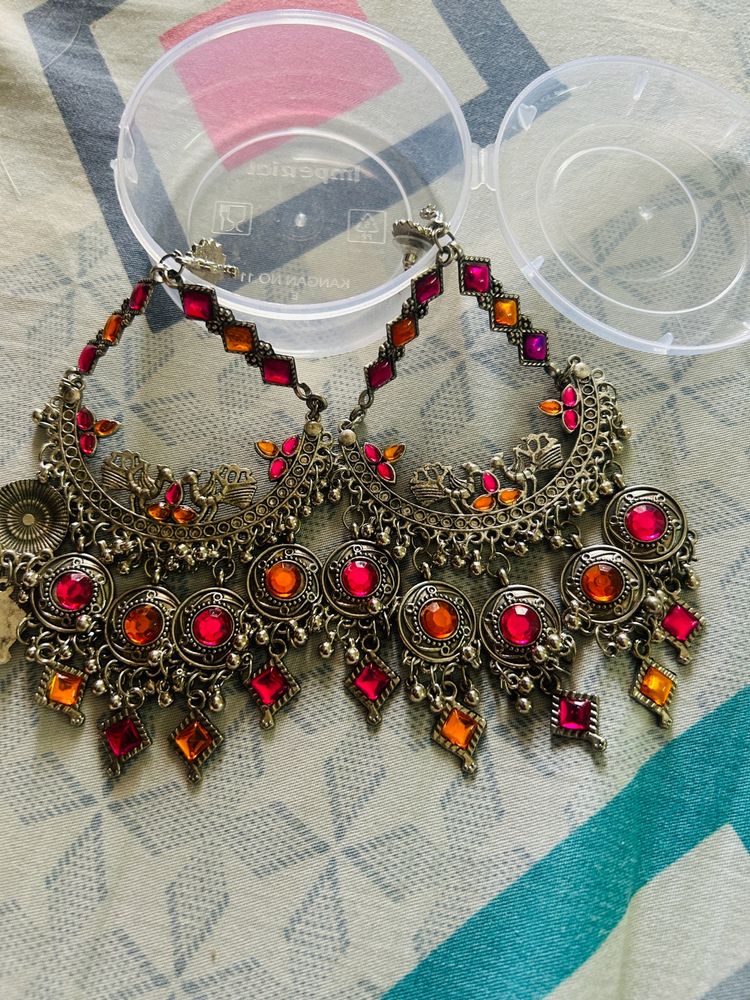 Oxidised Earring 🩷🧡