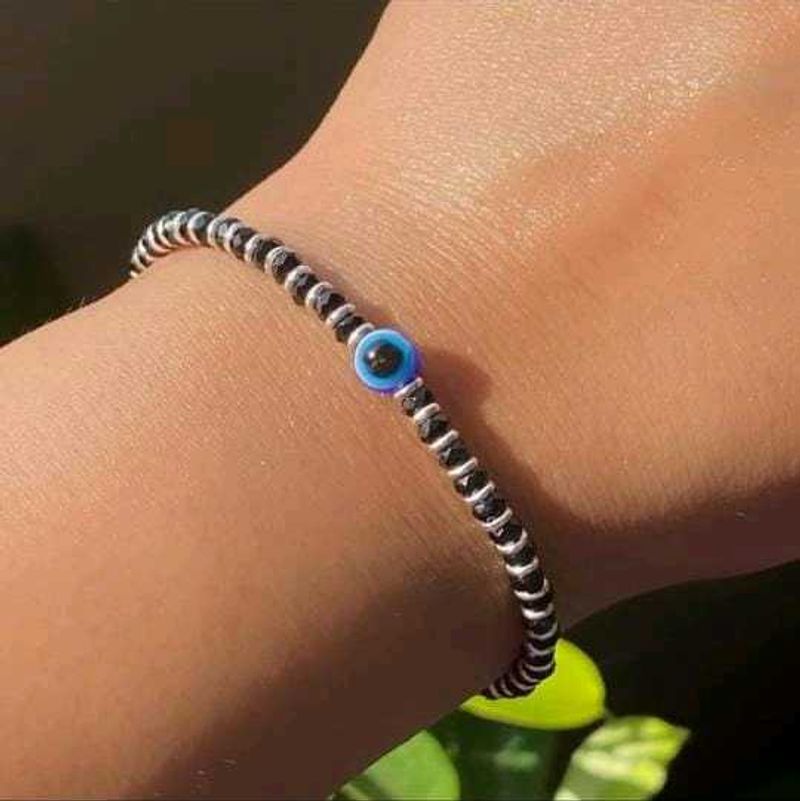 925 Silver Evil Eye Beaded Bracelet