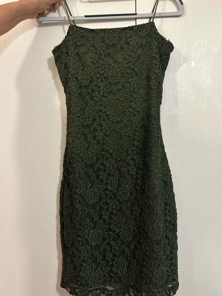 Bodycon Olive Green Sparkly Dress