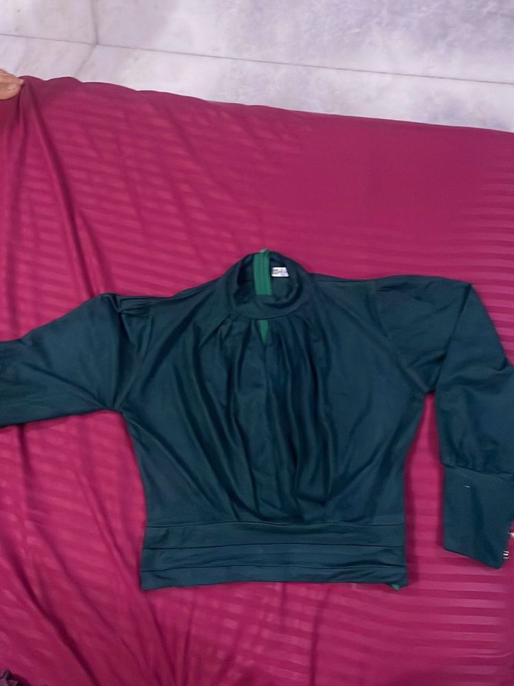 Dark Green Long Sleeve Top