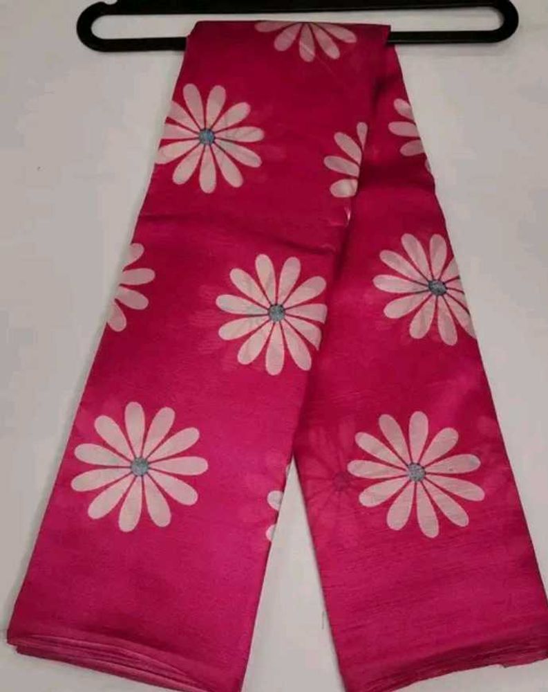 Pink Floral Print Saree