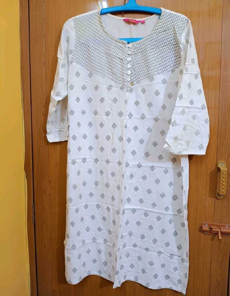 Branded White Kurti Suits Upto L