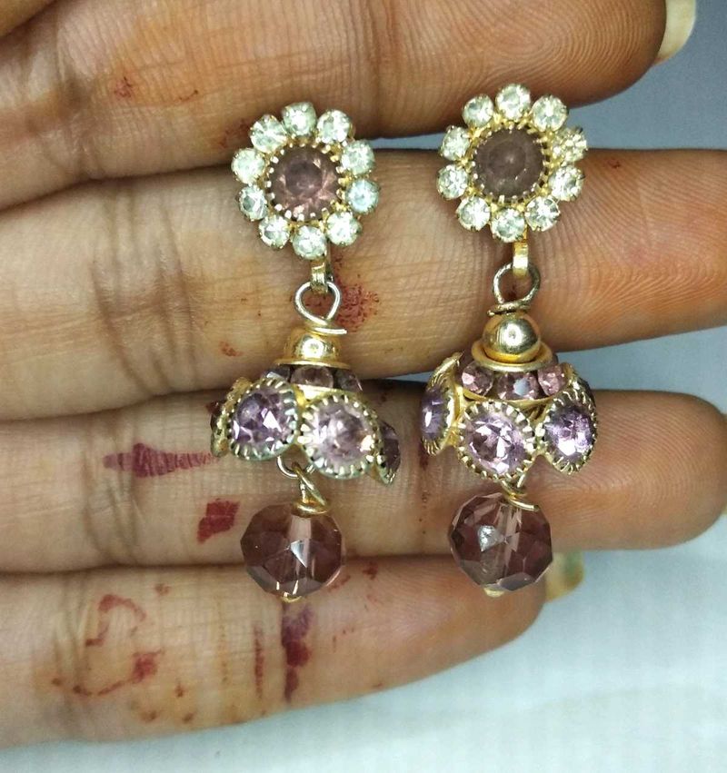 Cute Light Purple Jhumka Earrings