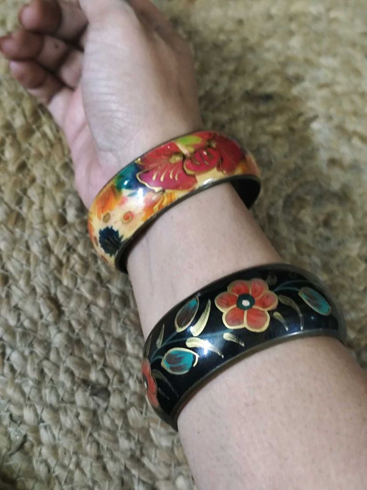 Handpainted Vintage Pure Brass Bangles