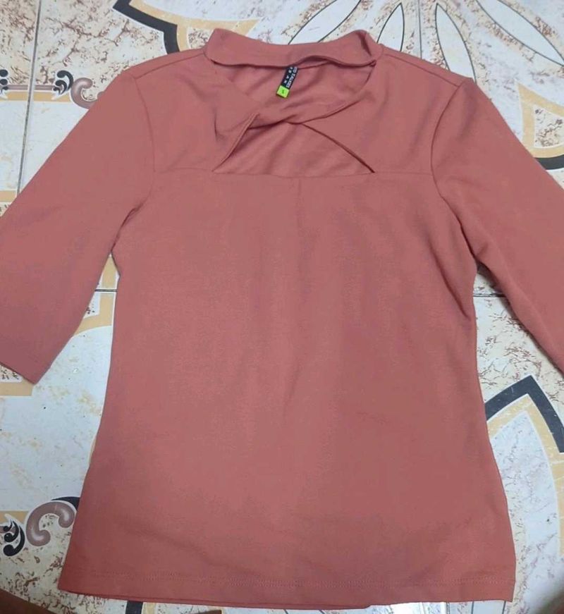Pink Cut Out Crepe Top