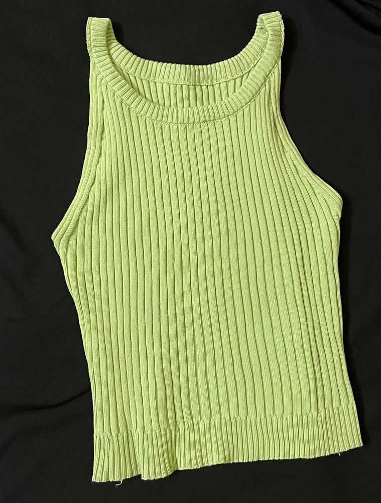 Lime Green Ribbed Tank Top