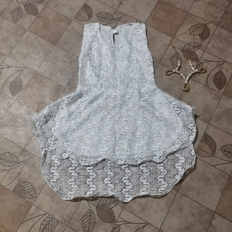 White Lace Sleeveless Dress