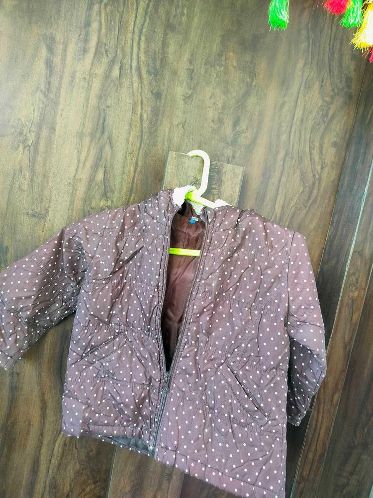 Stylish Cute Kids Brown Polka Dot Jacket