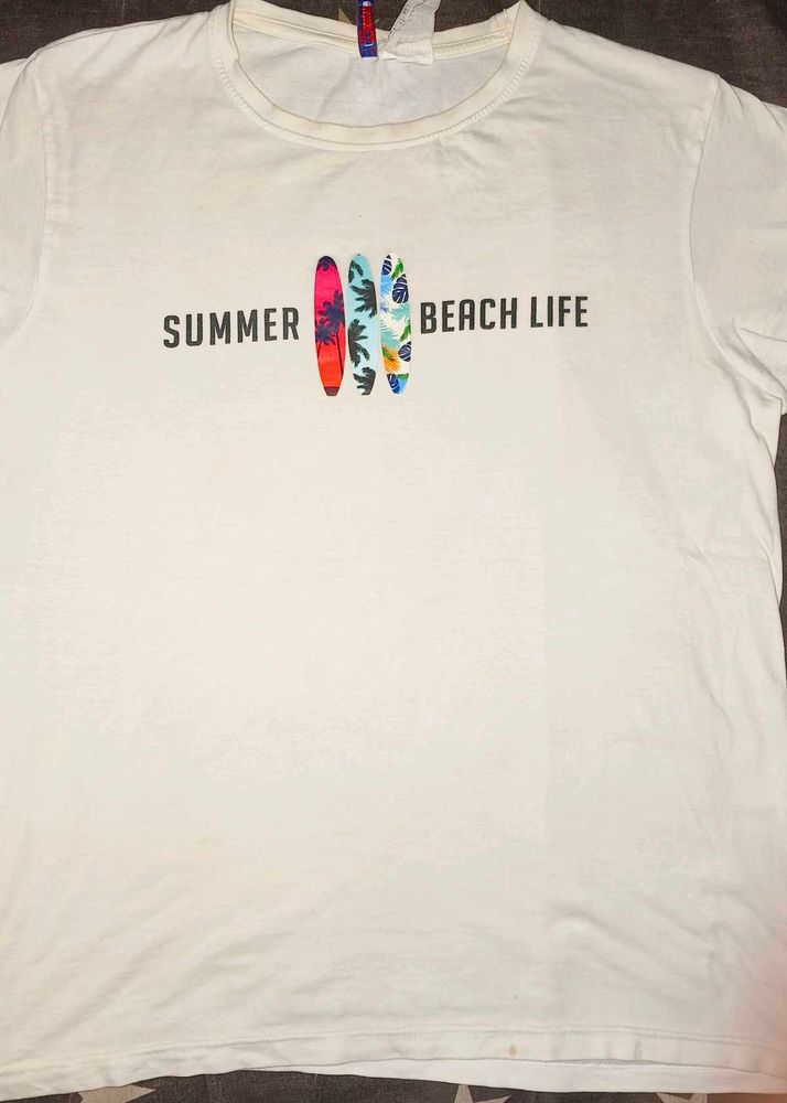 White Summer Beach Life Tee