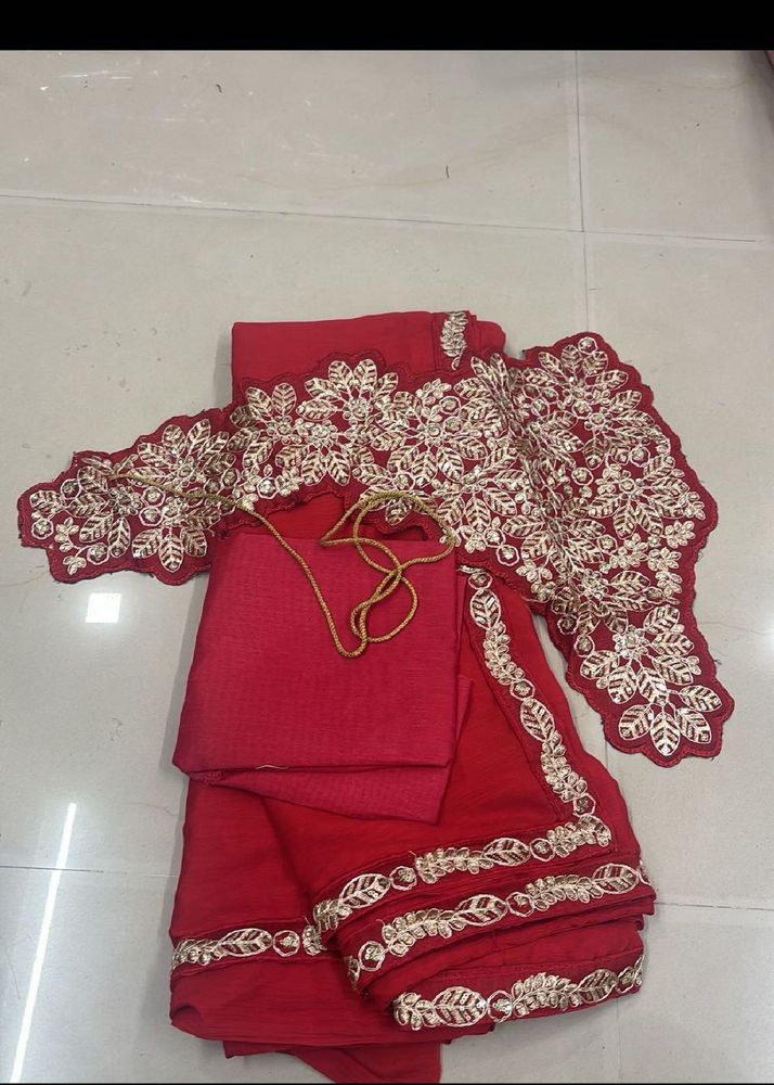 Red Embroidered Saree with Blouse