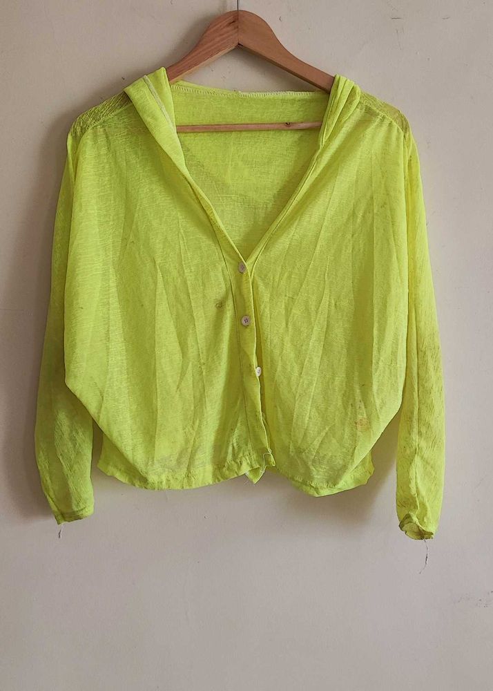 Neon Button Up Crop Top/Jacket