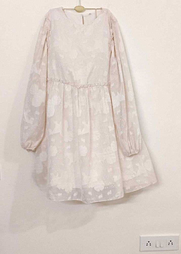 Cream Lace Dress With Empire Sleeves