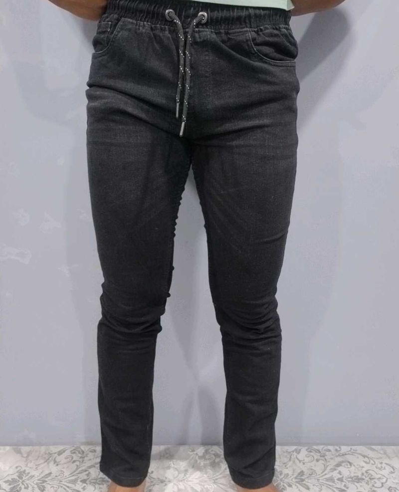 Black Denim Joggers