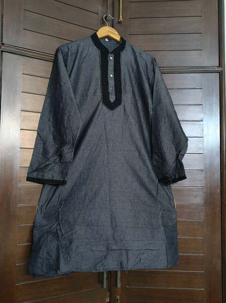 Men Cotton Mandarin Collar Embroidered Kurta