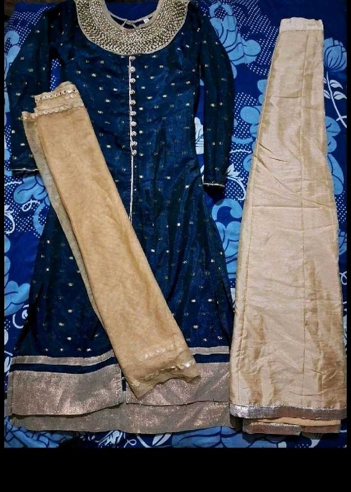 Blue Beaded Indian Dress