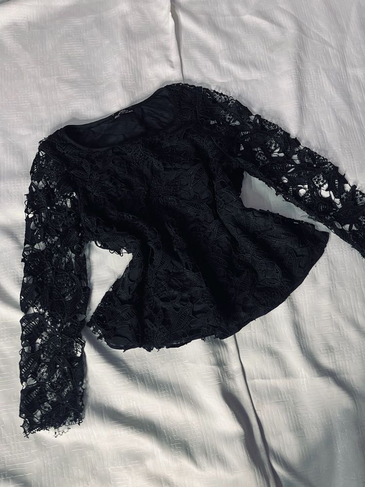 Zara Net Black Top