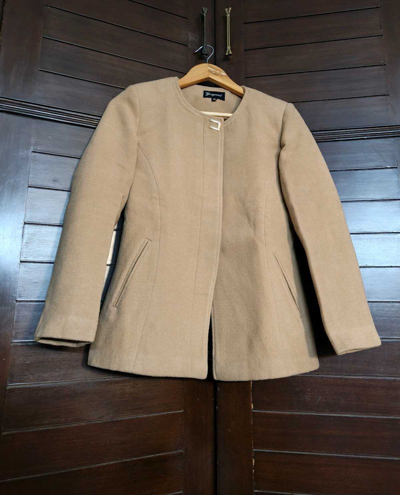 Women Elegant Tan winter Coat