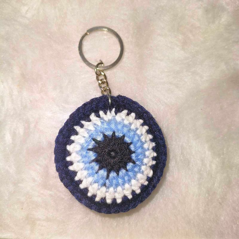 Crochet Evil Eye Keychain
