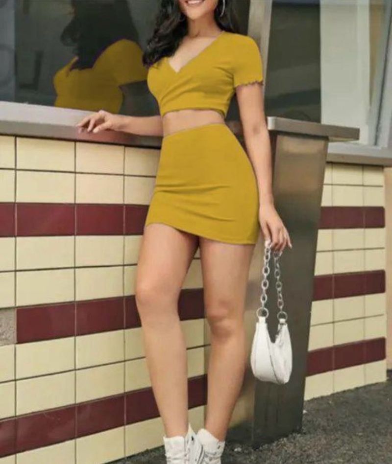 Cute Mustard Two-Piece Set