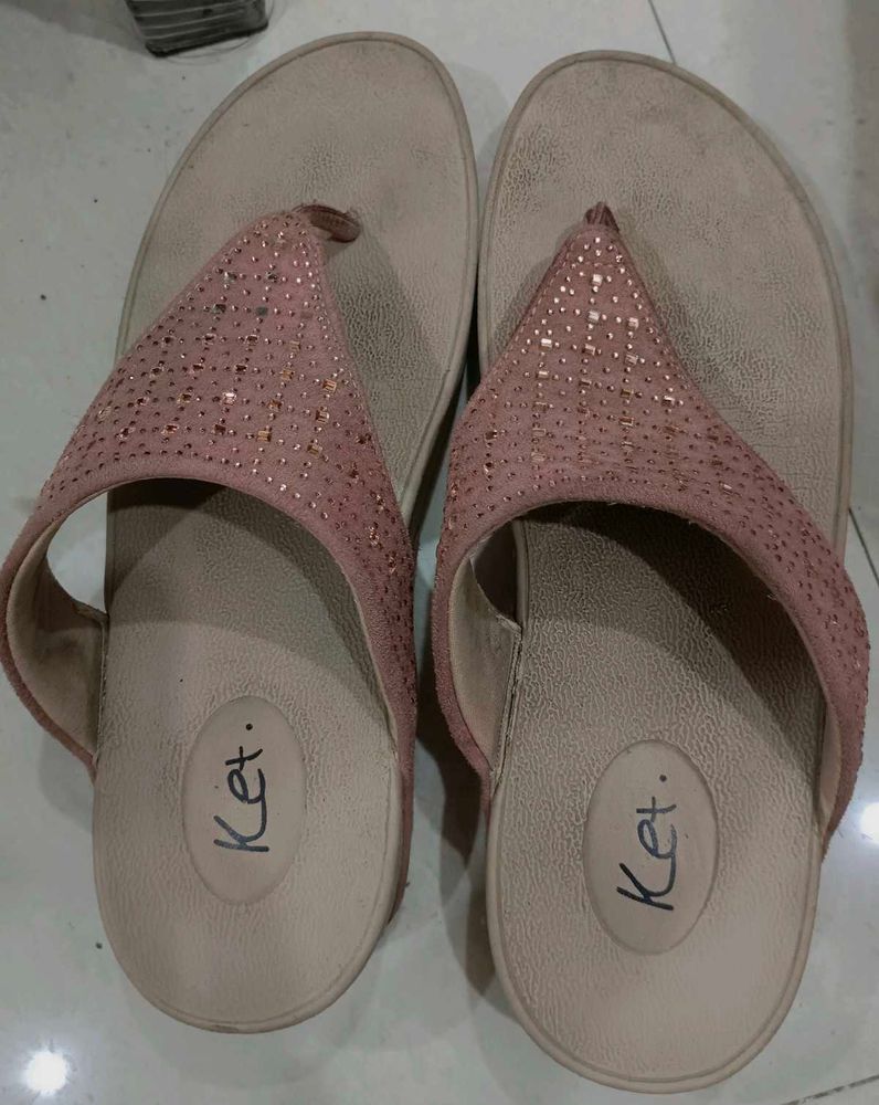 Ket. Pink Embellished Wedges