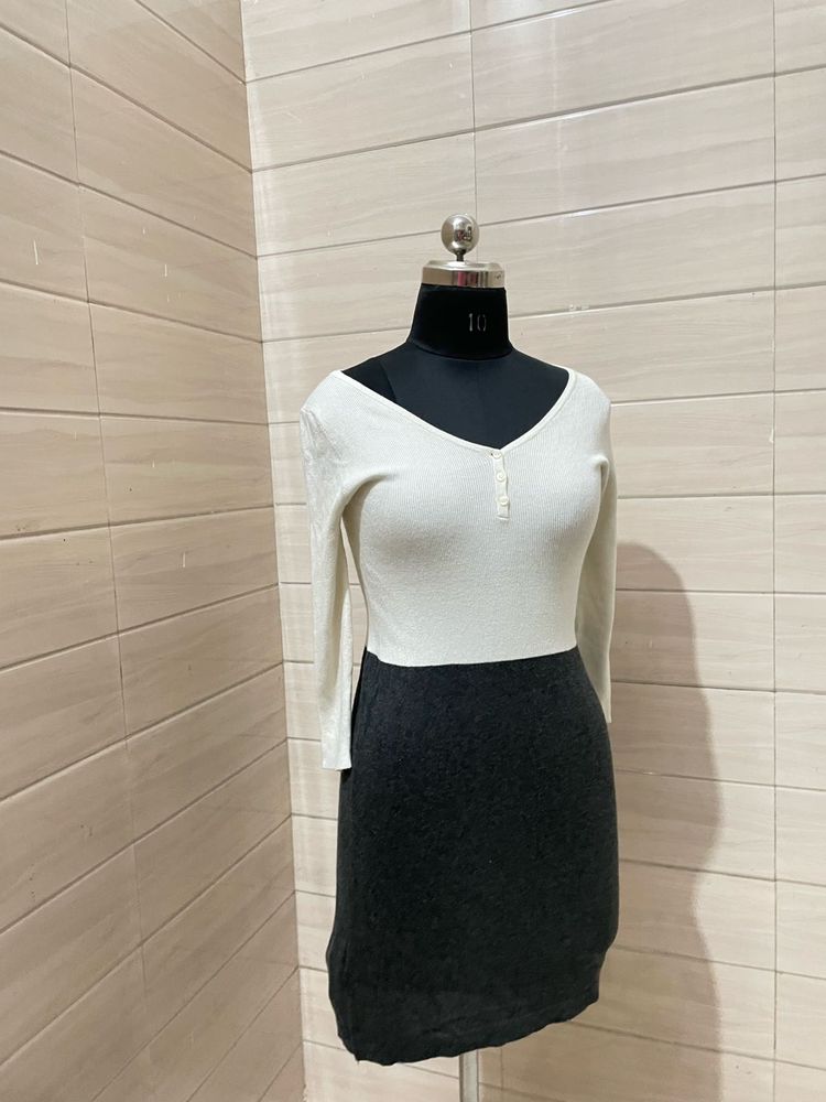 MANGO White Knit Mini Dress