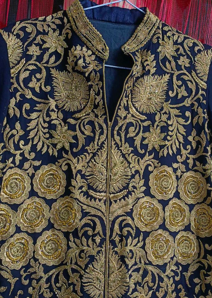 Royal Midnight Blue Embroidered Long Kurta