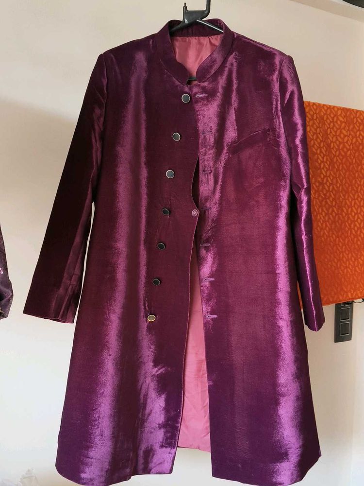 Elegant Purple Sherwani Style Coat