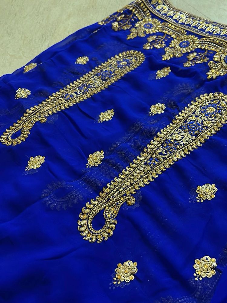 Elegant Blue &amp; Gold Saree