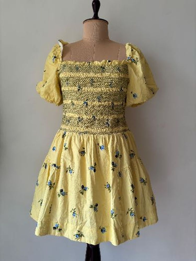 Yellow Floral Mini Dress