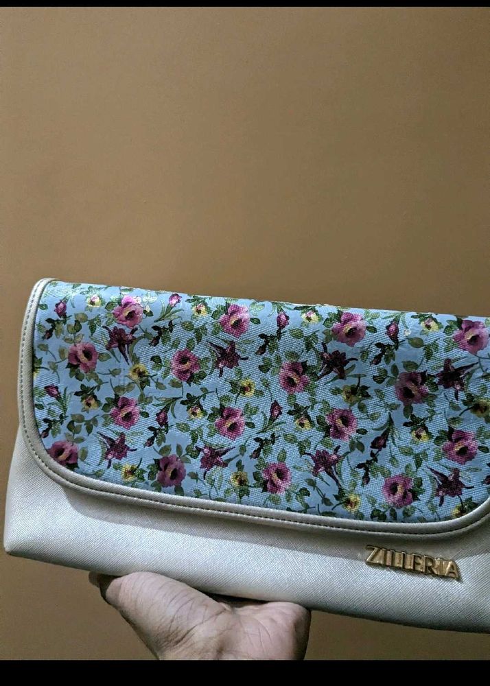 New Blue Floral Print Sling Bag