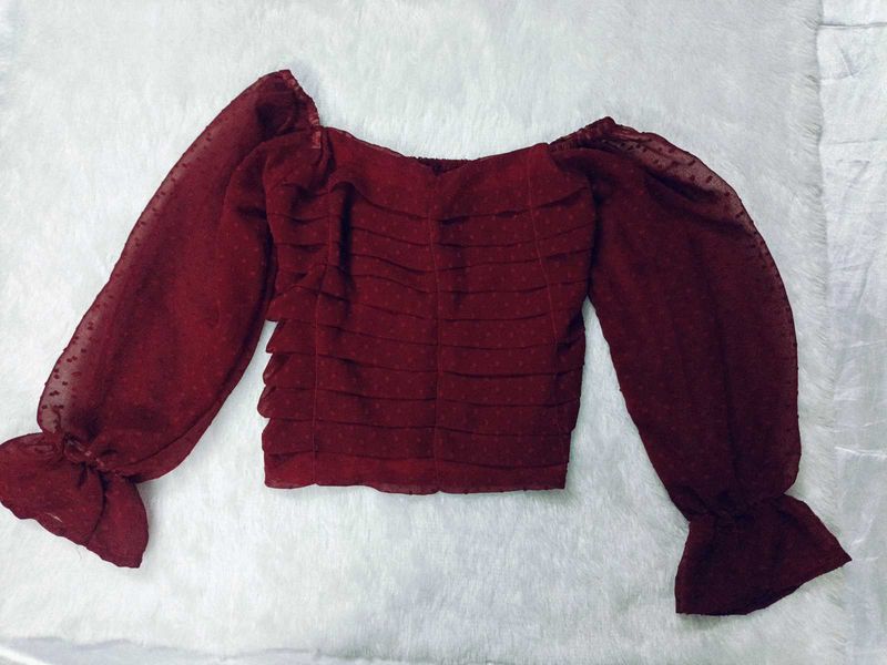 Pretty Maroon Crop Top 😍| Korean