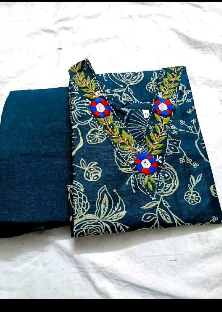 V- Neck Embroidery work Kurta Pant sets