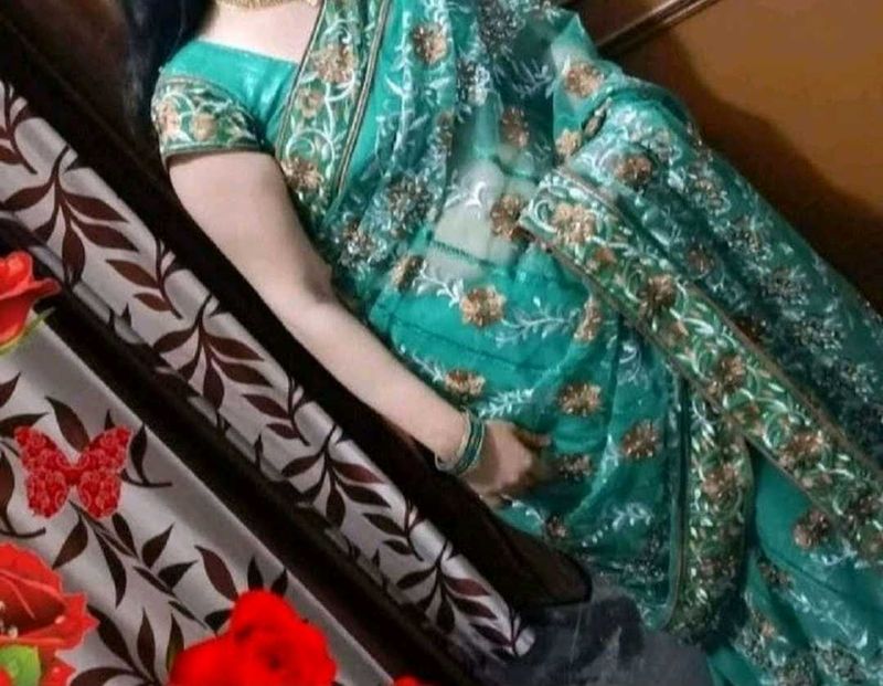 🔥 Green Net Saree 🔥